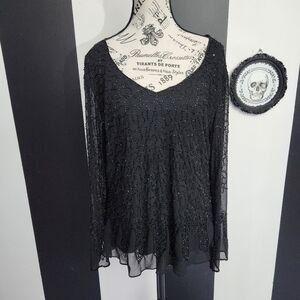 J Kara Black Beaded Blouse